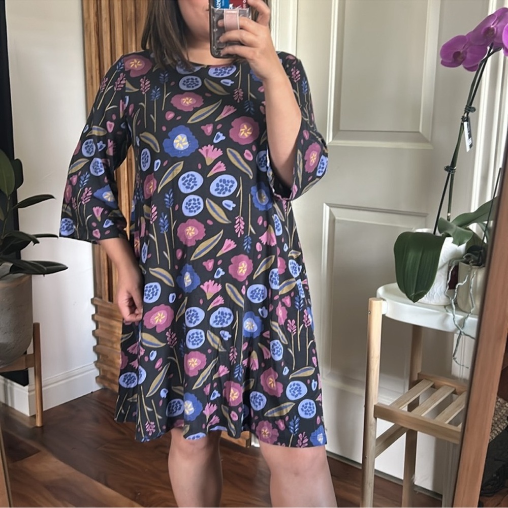 GUDRUN SJODEN Multicolor Floral Print Lyocell
Summer A-Line Dress Size M - Picture 10 of 11